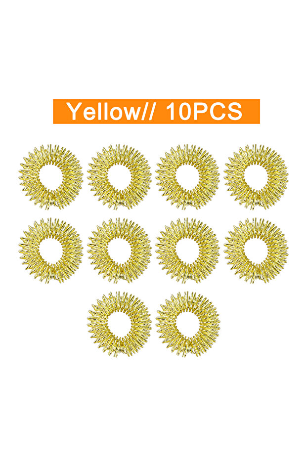 Gold 10pcs Finger Massage Ring Acupuncture Hands Tools Improve Blood Circulation Relieve Pain Stress
