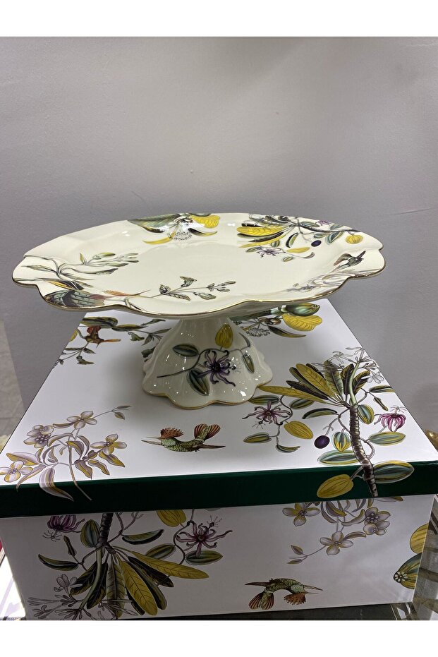 Round Presentation Plate with Porcelain Feet (Olive) 34*34*15