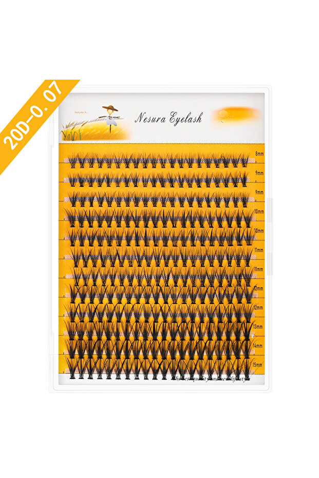 C 20D-0.07-8-15mm MIX 12 Rows 10D/20D 240 Bundles/Box Mink Eyelash Cluster Natural Eyelash Extension