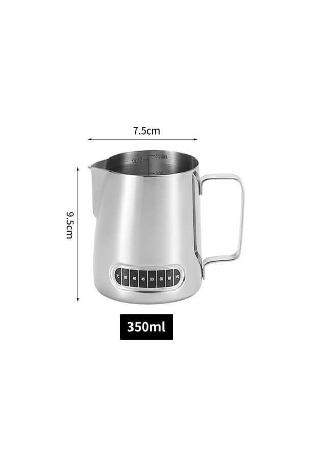 350ml 350ml Silver 304 Stainless Steel Milk Frothing Pitcher With Temperature Display, Coffee Latte