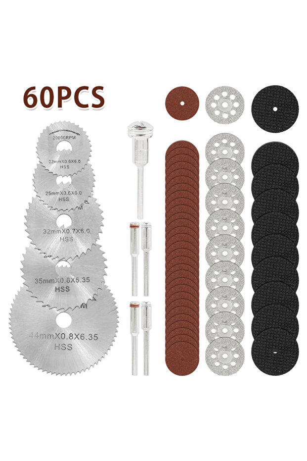 60PCS 60PCS Cutting Wheel Set Wear Resistant Cutting Disc Kit Circular Saw Blade Set Diamond Saw Bla