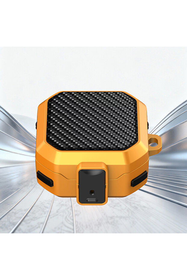 Yellow Carbon Fiber Switch Lock Earphone Case For Buds 4 / Buds 4 Pro Cover Full Protecti...