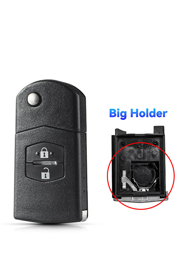 غطاء مفتاح سيارة قابل للطي من 2BNT Big Holder KEYYOU لمازدا 3 و5 و6، بديل لغلاف المفتاح الأصلي بثلاثة أزرار