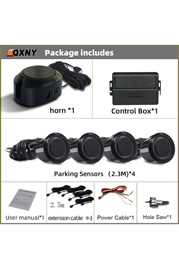 Black Professional Front Parking Sensor Kit Auto Parktronic Vehicle Assistant System Buzzer Alarm Vo