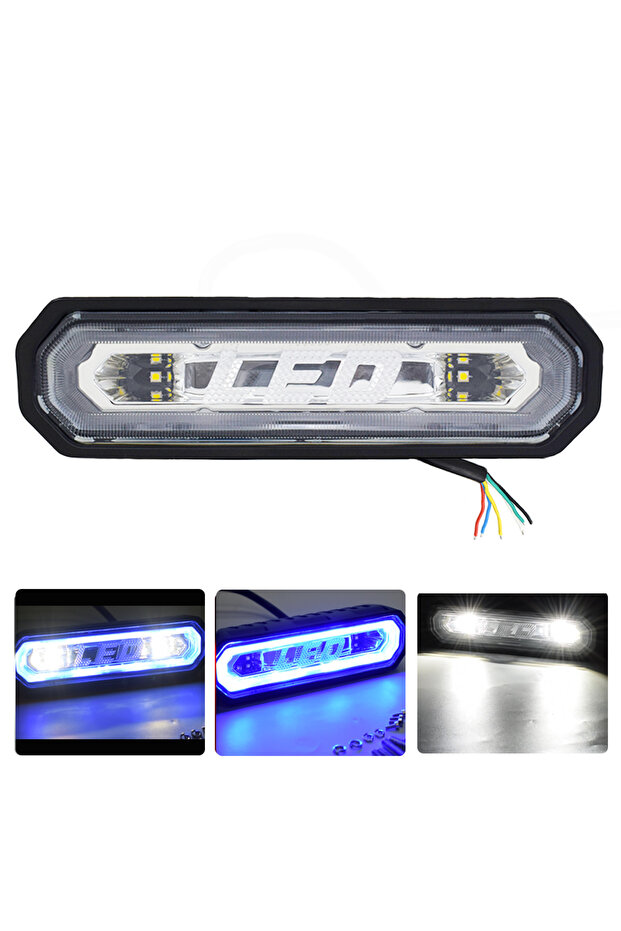 1 قطعة أبيض أزرق مصباح خلفي LED للفرامل والإنارة المتسلسلة والوميض والرجوع للخلف للمركبات الرباعية (ATV) ومركبات UTV والعربات الصغيرة (الباجي) والمركبات للطرق الوعرة