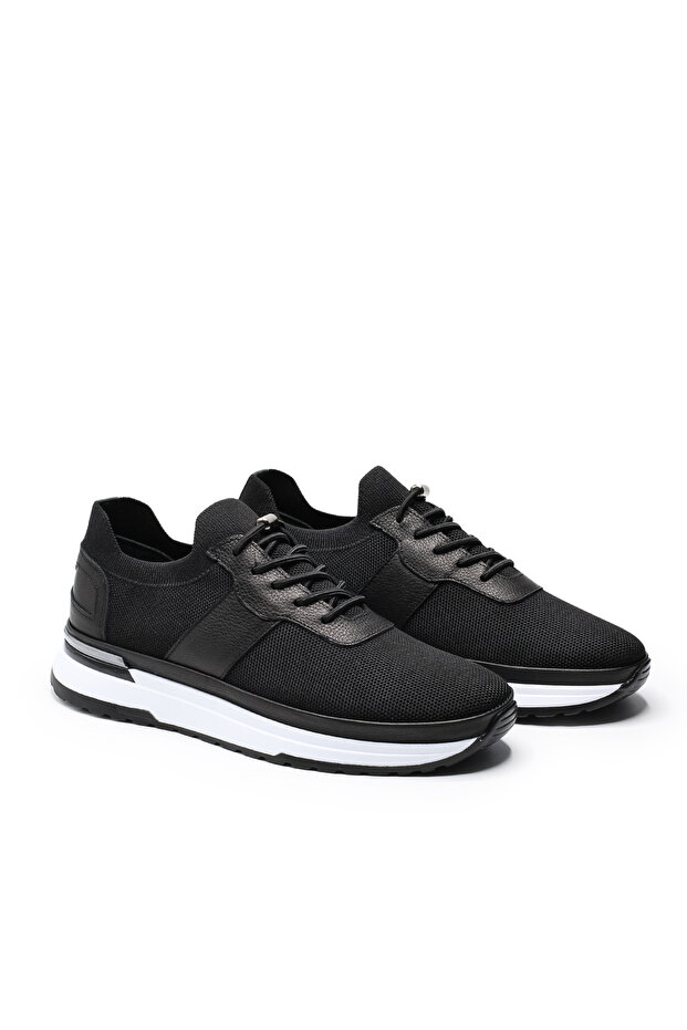 Vieste Black Knitwear Black Napa Leather Lined Men's Sneaker Shoes