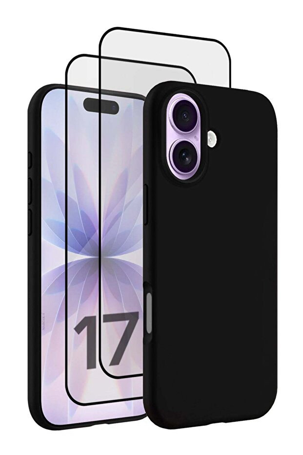 3Packs Liquid Silicone Protective Phone Case for iPhone 17, Soft Microfiber Lining - Black-3