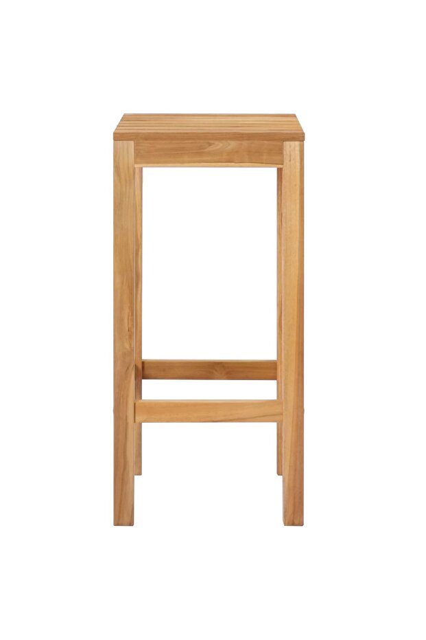 Scaun de bar 2 pcs Maro Lemn solid de tec - 4