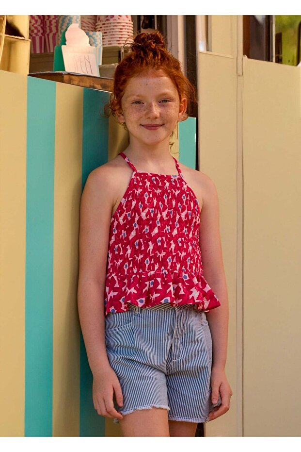 Girl's Striped Shorts Blue