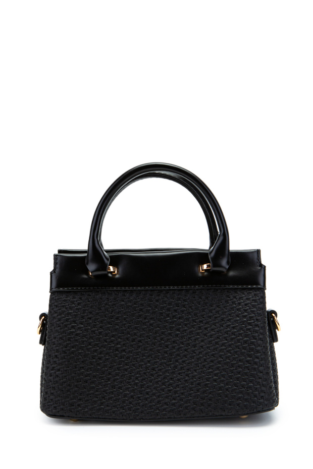 Women's Crossbody Bag with Fixed Strap Design Noir Linen Black
