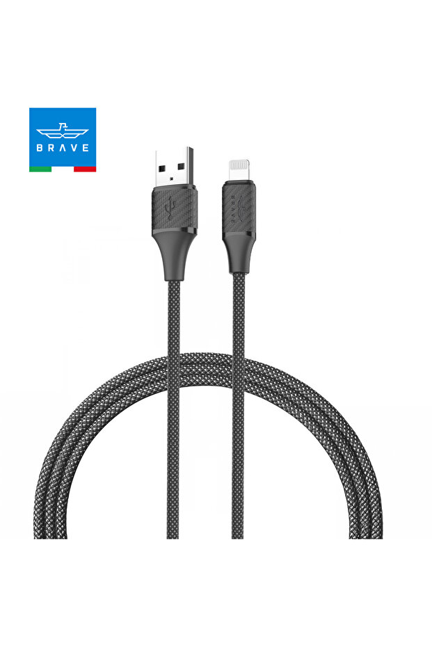 BDC-48 USB-A to Lightning Cable, 2.4A Braided Fast Charging Cable, 1M - Black