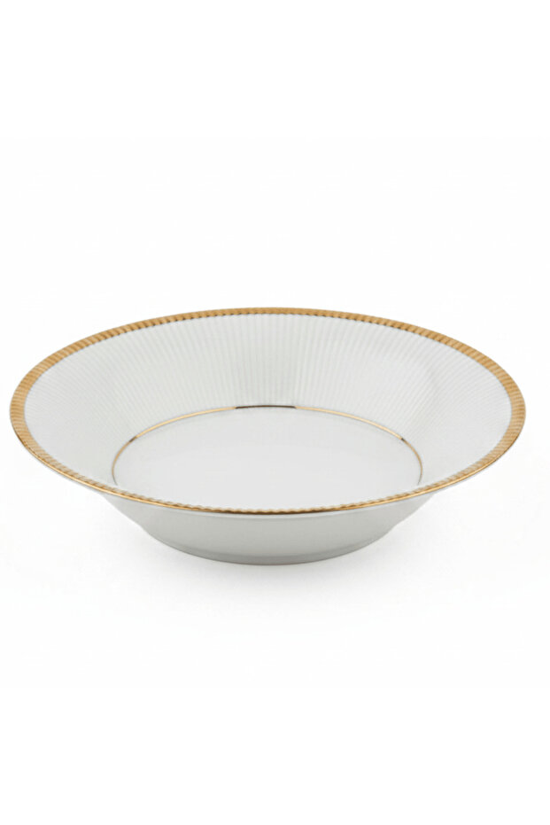 White Porcelain Soup Bowl with Gold Rim | 5 Inch