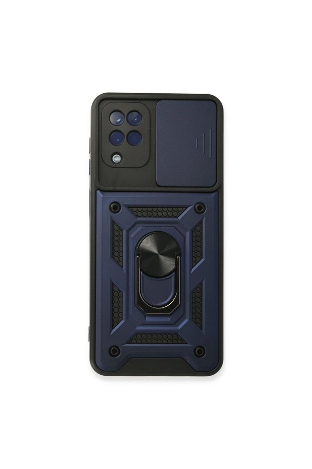 Samsung Galaxy A22 Case with Pars Lens Ring Silicone - Navy Blue