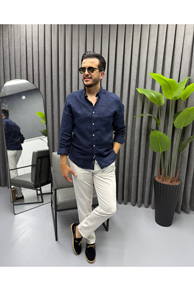 Men's Natural Fresh Raw Linen Shirt