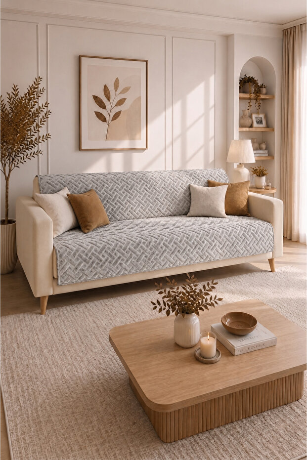 Patterned Sofa Cover Gray