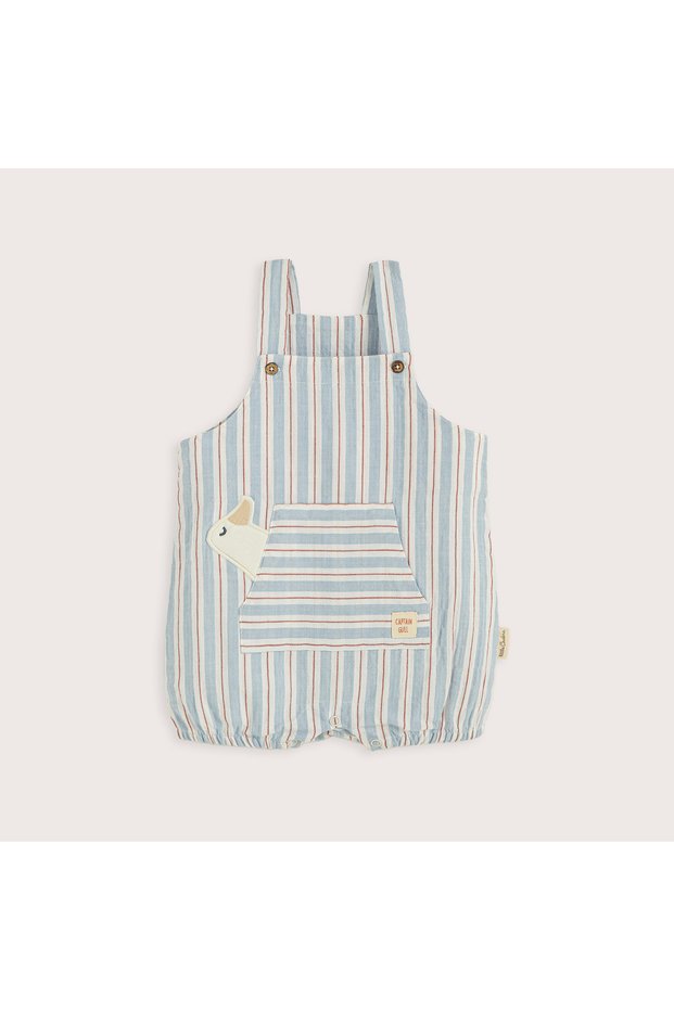 Sea Side Striped Jumpsuit Blue