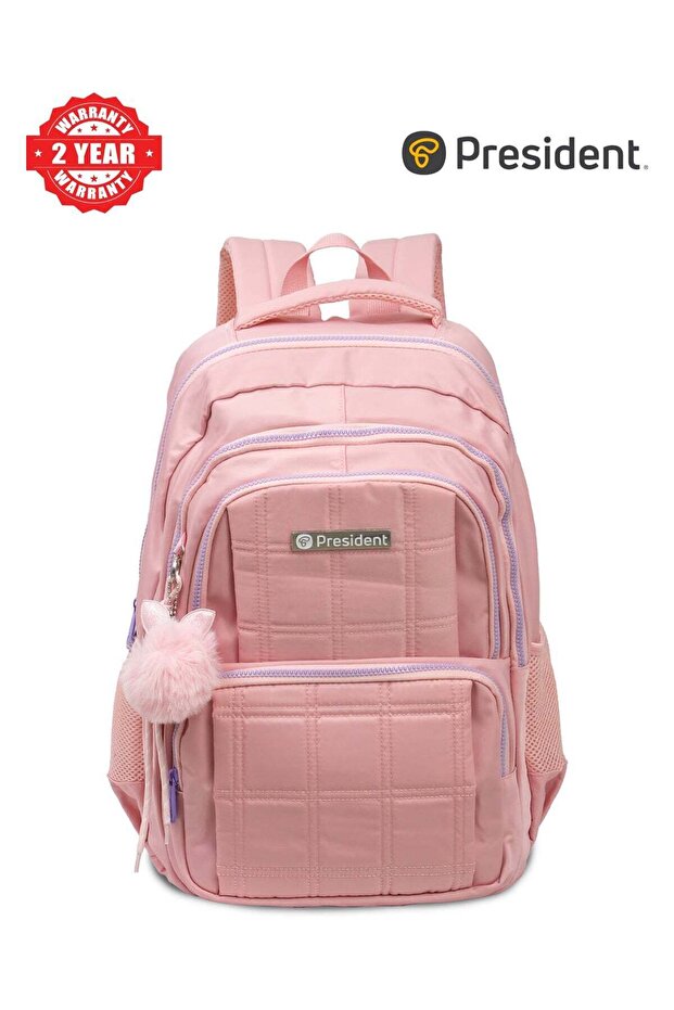 School Backpack Waterproof Book Bag with Compartments and Doll Pendant for Kids, ( PINK ) Model-scp0020-17"