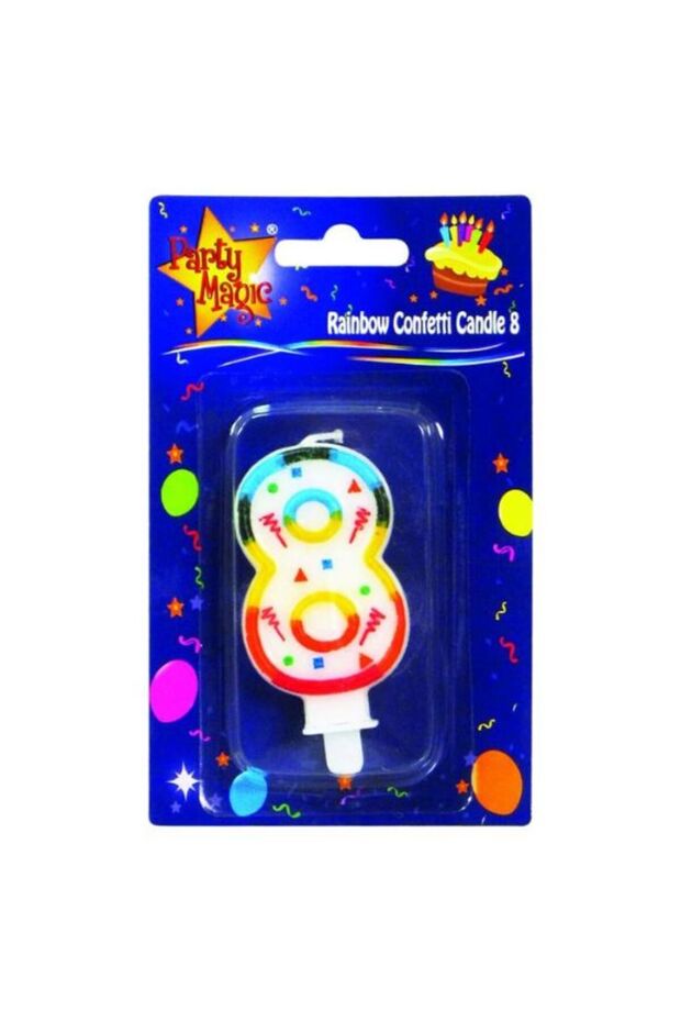 Rainbow Numerical Candle With Holder #8