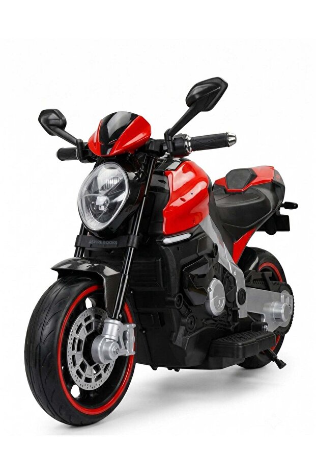 12V Kids Ride-On Motorcycle Electric Bike RED with Training Wheels, LED Lights, Bluetooth, Dual Motors & Hand Accelerator
