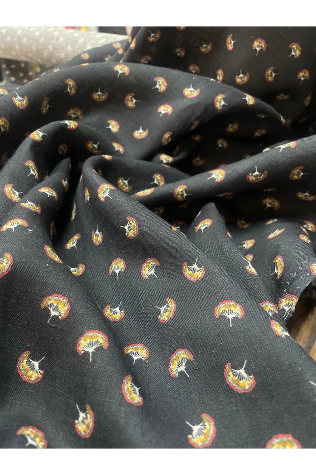 Patterned Draped Organic Cotton Linen Fabric for Custom Design Dress, Skirt