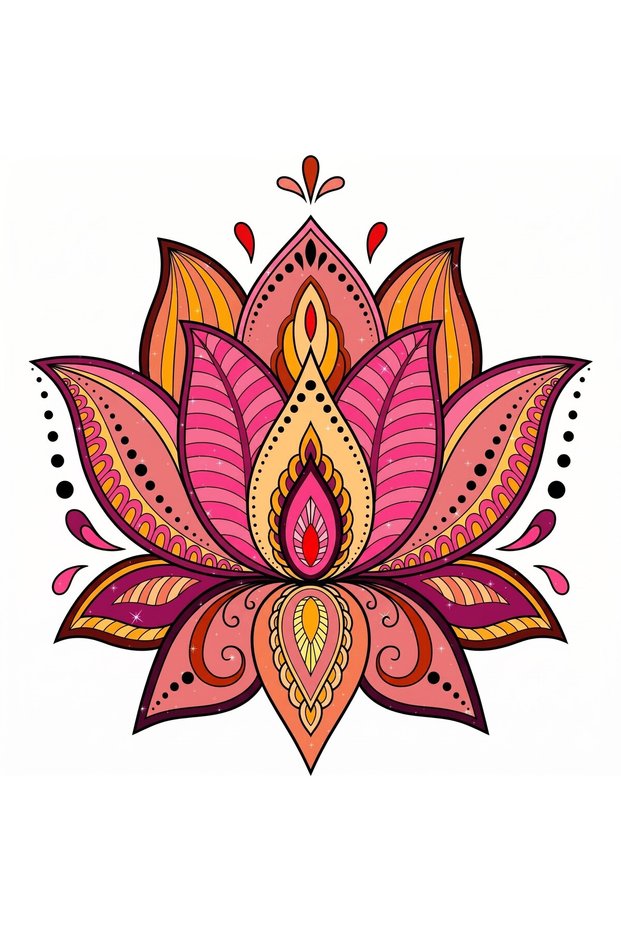 Makiteks 41X41 cm Lotus Flower Patterned Cushion Cover - Bohemian Themed Living Room Summer Decorative
