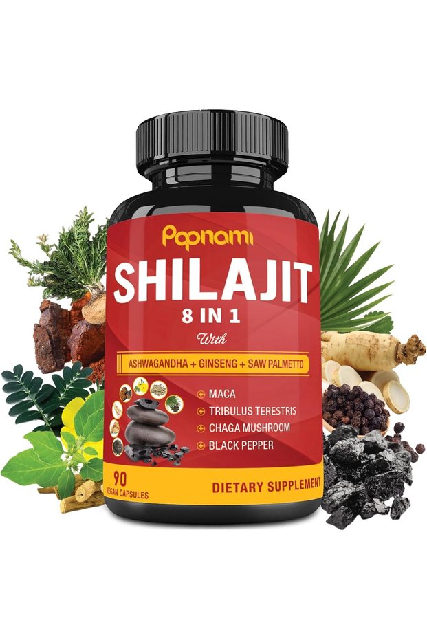 Shilajit Extract Capsules equivalent to 6550mg & Ashwagandha, Ginseng, Saw Palmetto, Maca, Tribulus, Chaga, Pepper | Trace Minerals Fulvic Acid|Immune Support, Brain Boost Supplement, 3 Months Supply