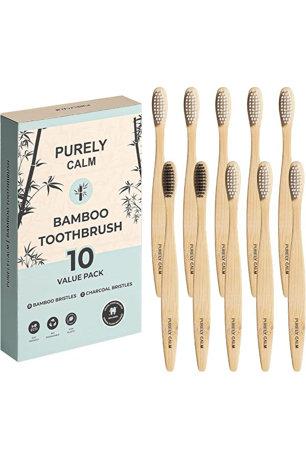 Bamboo Toothbrushes Set – 10-Pack - 6