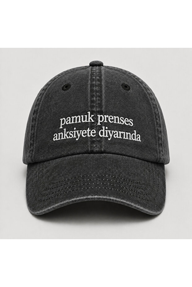 "Snow White in the Land of Anxiety" Written Vintage Washed Cap Hat