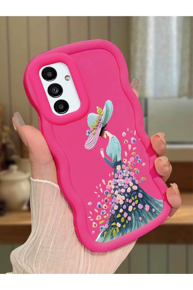 Samsung Galaxy A04S Compatible Case Camera Protector Red Silicone Couple Phone Case Girl Pattern
