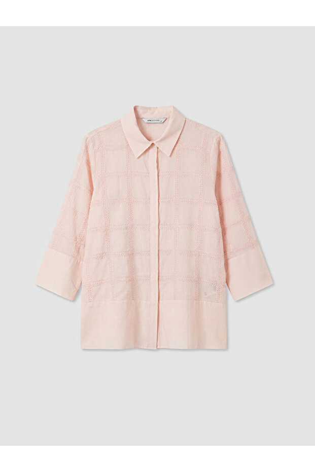 Pink Square Embroidered Women's Shirt