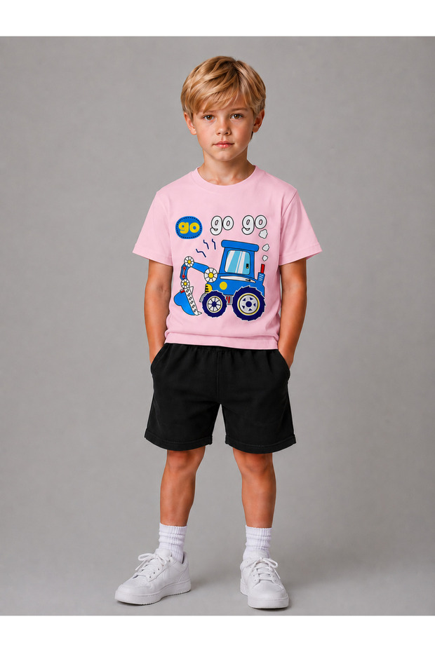 Girls and Boys T-Shirt Shorts Set 100% Cotton Summer Comfortable Fit Scoop Print Sports Casual Set (Shorts and T-Shirt Set)