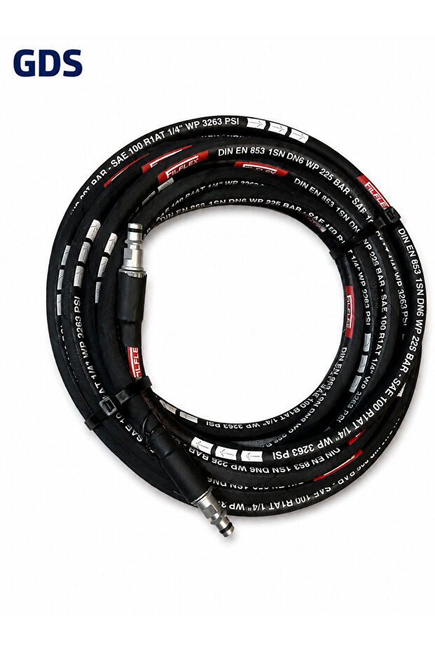 Filflex 10 Meter Pressure Washer Hose 225 Bar 1/4" Dn6 with Quick Connect End