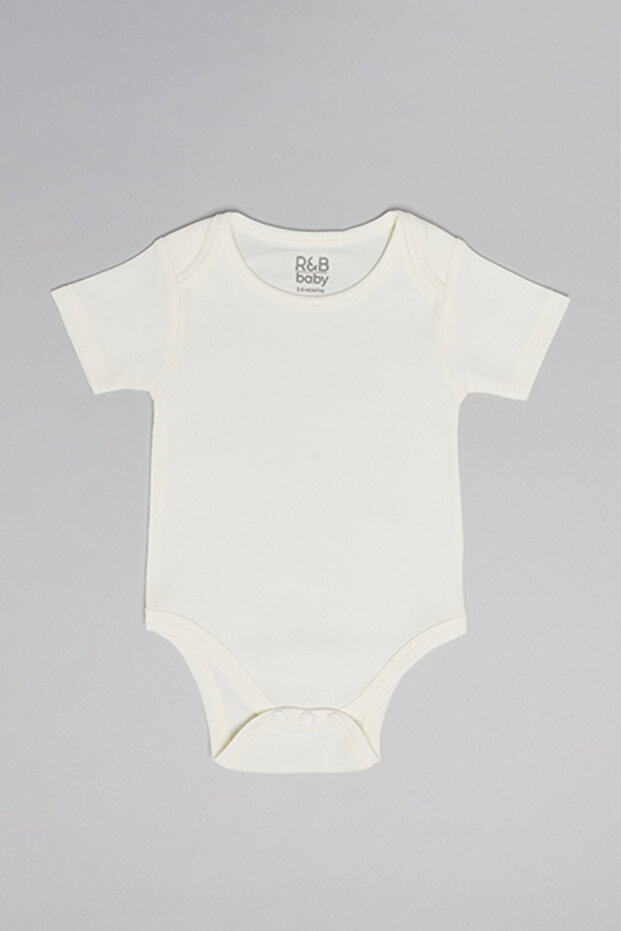 3 Pack Solid Bodysuits with Short Sleeves - 4