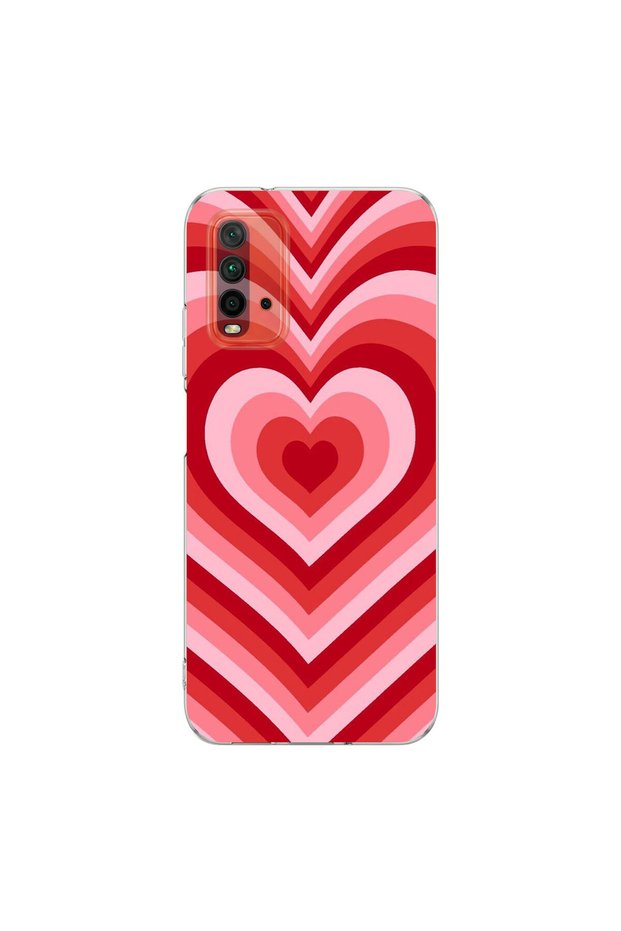 Redmi 9t Compatible Heart 3 Design Transparent Case
