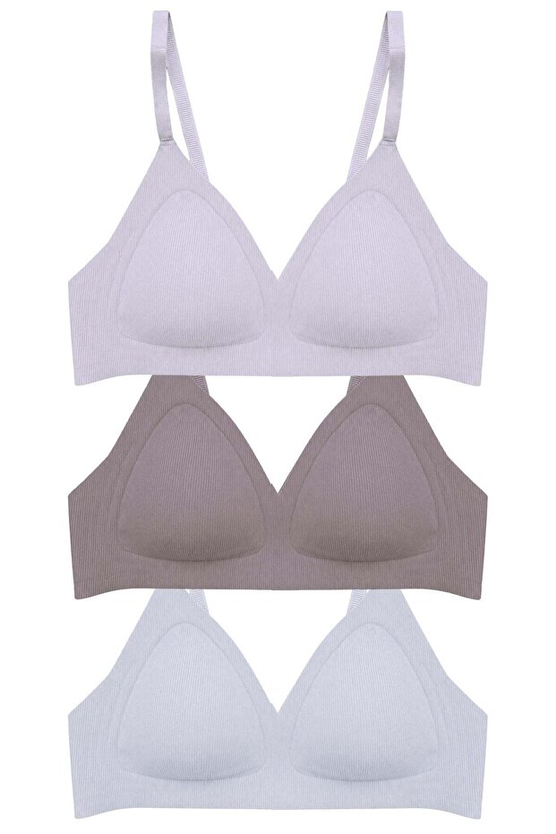 Seamless Bra - Velour | Laser Cut Wire-Free Triangle Shape Seamless Women's Bra 3-Pack
