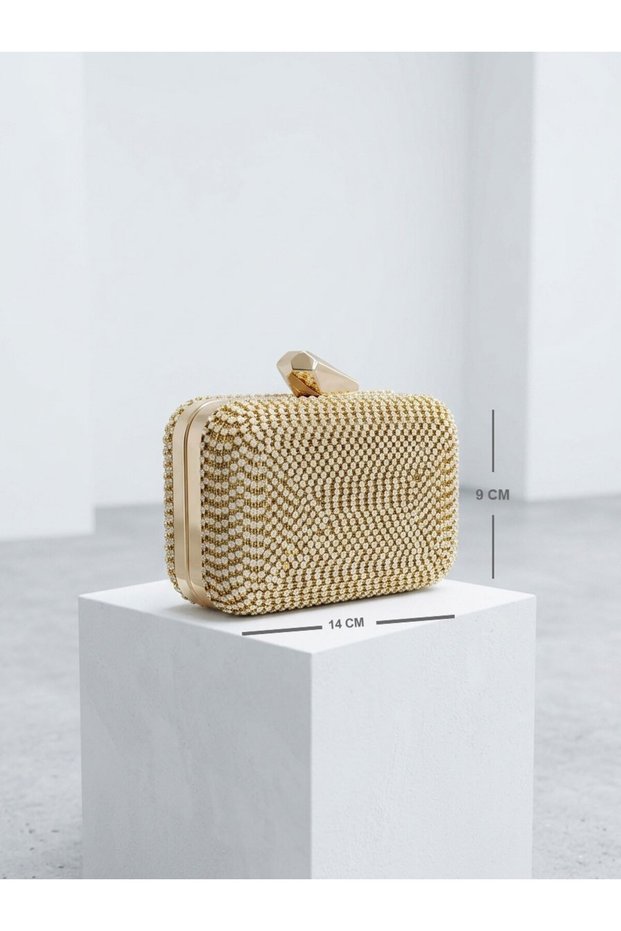 70984 Stone-Detail Mini Handbag with Case Stylish Evening Dress Bag for Women