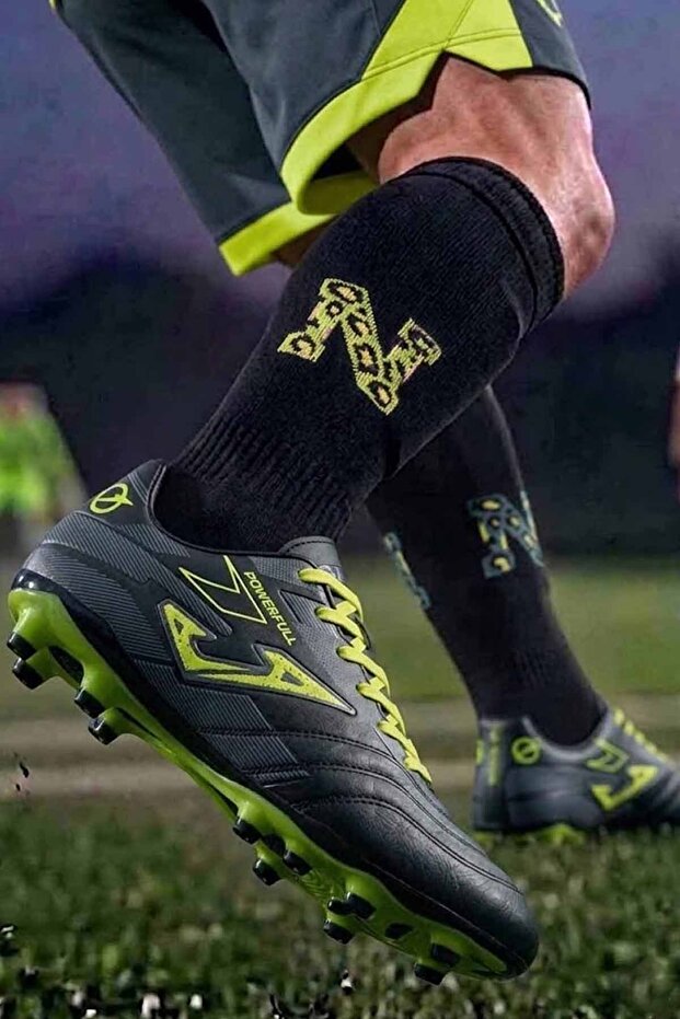 Unisex Powerful Black Artificial Turf and Grass Ground Cleats