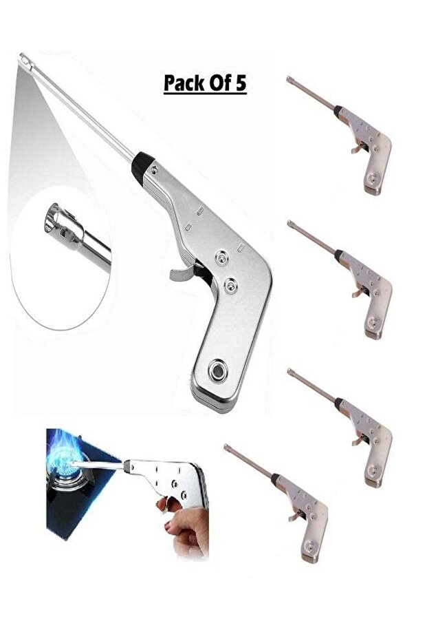 Pack of 5 Trendful Steel Gas Lighter for Kitchen Stove, Long Lasting for Home & Restaurant