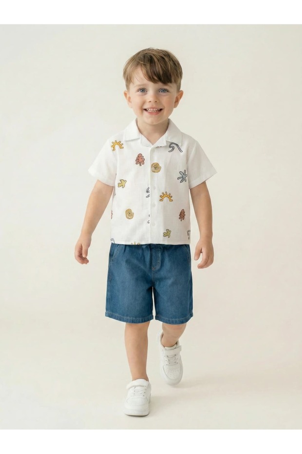 Premium Boys' 2-Piece Set with Woven Shirt