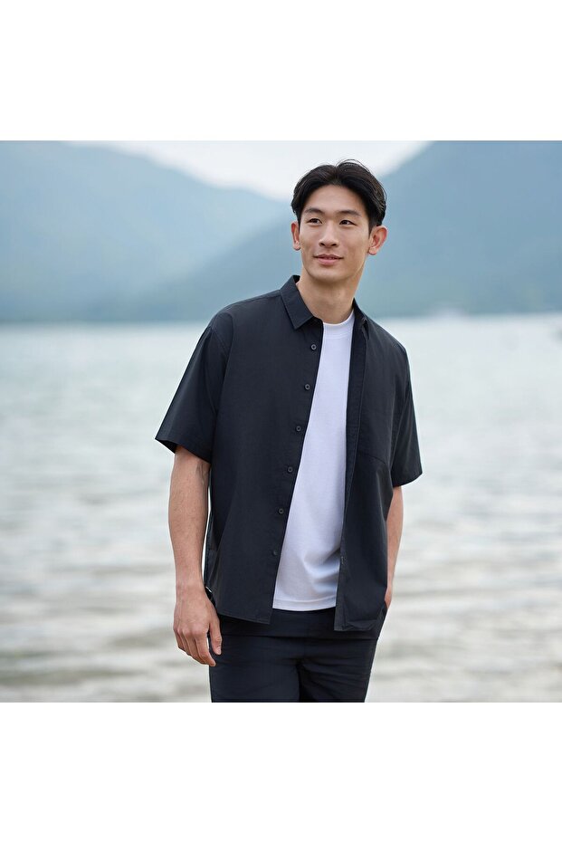 Men Relaxed Cotton Poplin Shirt