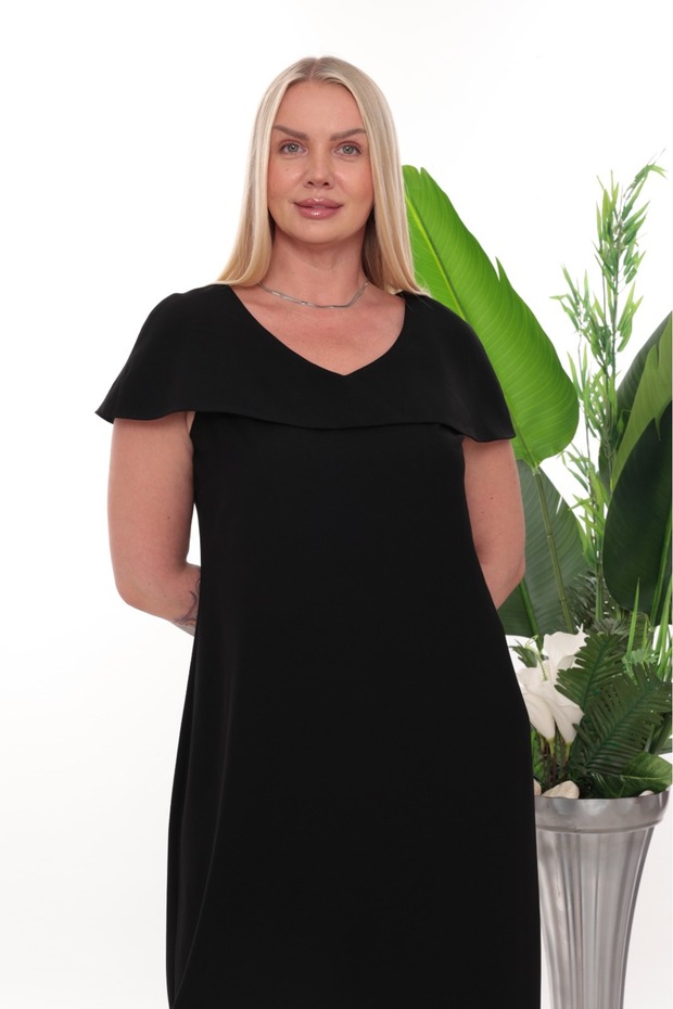 Black Collared Midi Dress - 2