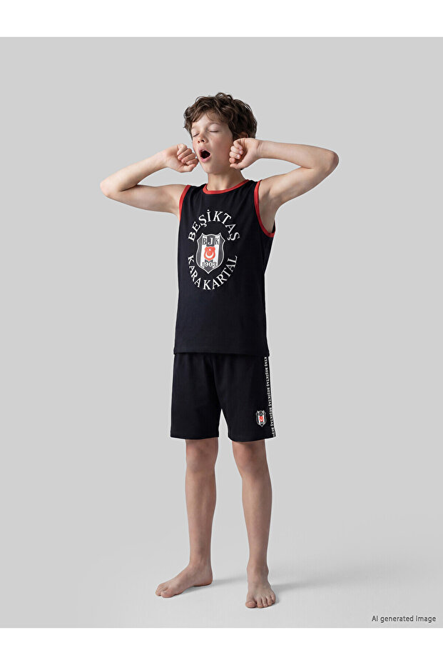 Vizyon New Season Printed Boys' Shorts Pajama Set