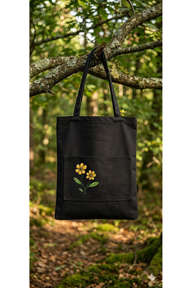 Black Cloth Bag with Pockets