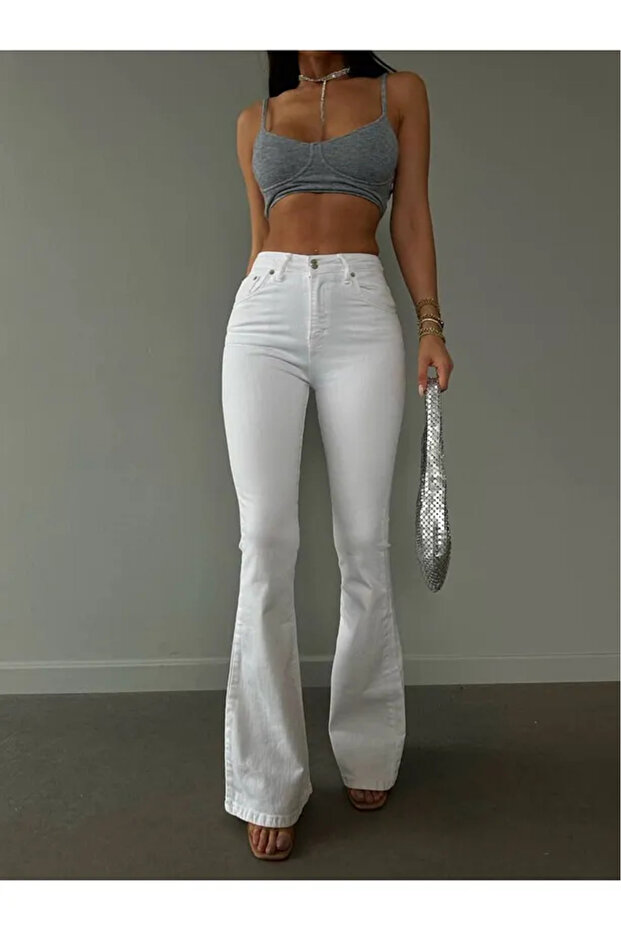 Women's White Flared Trousers