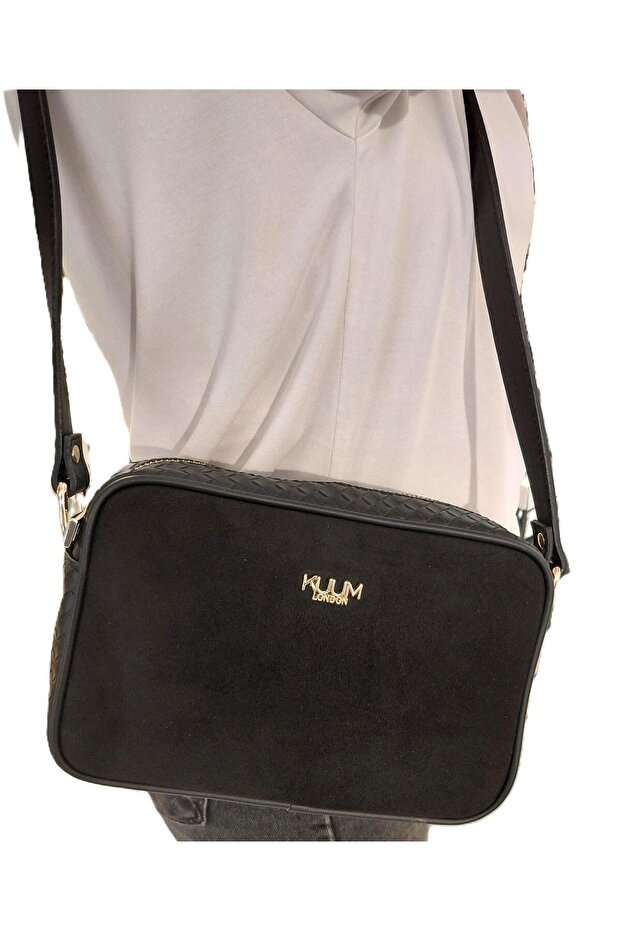 441009 Çnt03 Women's Suede Garnished Knitted Patterned Bag