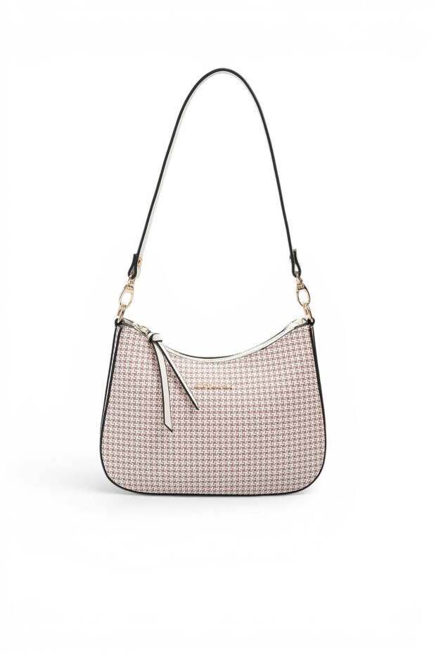 Burgundy - Bone Crow's Feet Plaid Women's Shoulder Bag Sp1259