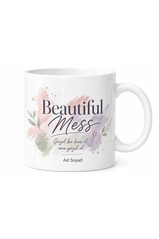 كوب جميل مطبوع عليه Beautiful Mess، هدية بتصميم خاص