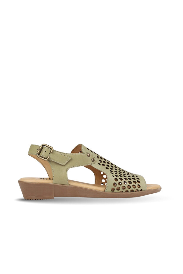 Khaki Leather Women's Sandals