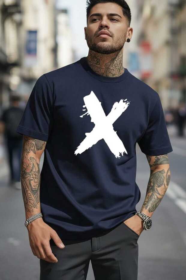 Men's X Graphic Design Printed Trendy Cotton Tshirt