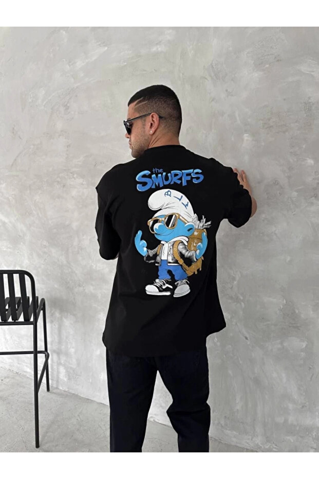 Front and Back Printed Oversized Crew Neck Tshirt - 4